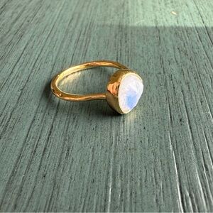 Monica Vinader Siren Ring Moonstone 18k Yellow Gold Vermeil Size 6.5